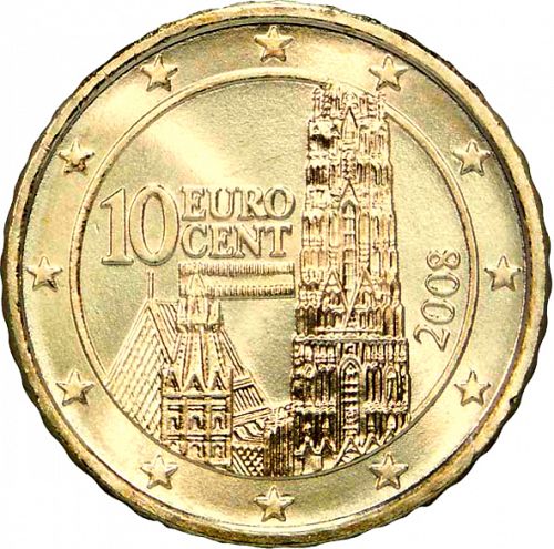 10 cent Obverse Image minted in AUSTRIA in 2008 (1st Series - New Reverse)  - The Coin Database
