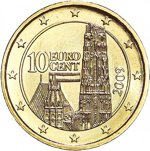 10 cent Obverse Image minted in AUSTRIA in 2009 (1st Series - New Reverse)  - The Coin Database