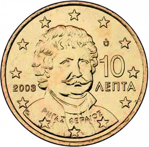 10 cent Obverse Image minted in GREECE in 2003 (1st Series)  - The Coin Database