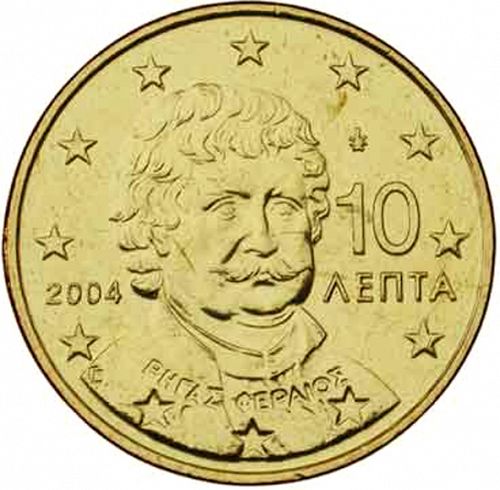 10 cent Obverse Image minted in GREECE in 2004 (1st Series)  - The Coin Database