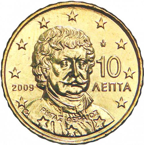 10 cent Obverse Image minted in GREECE in 2009 (1st Series - New Reverse)  - The Coin Database