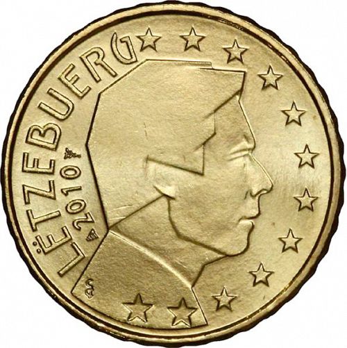 10 cent Obverse Image minted in LUXEMBOURG in 2010 (GRAND DUKE HENRI - New Reverse)  - The Coin Database