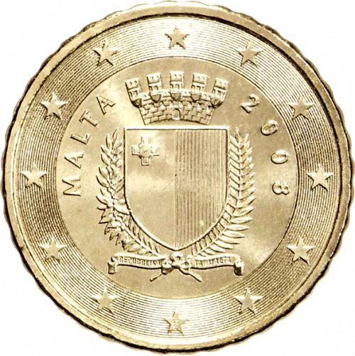 10 cent Obverse Image minted in MALTA in 2008 (1st Series - New Reverse)  - The Coin Database