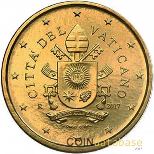 10 cent Obverse Image minted in VATICAN in 2017 (FRANCIS'S SHIELD)  - The Coin Database