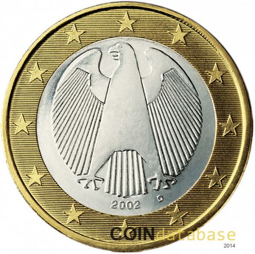 1 € Obverse Image minted in GERMANY in 2002D (1st Series)  - The Coin Database