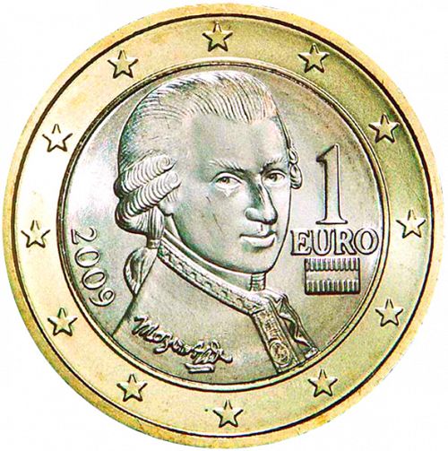 1 € Obverse Image minted in AUSTRIA in 2009 (1st Series - New Reverse)  - The Coin Database