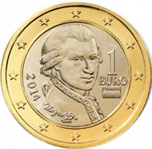 1 € Obverse Image minted in AUSTRIA in 2014 (1st Series - New Reverse)  - The Coin Database