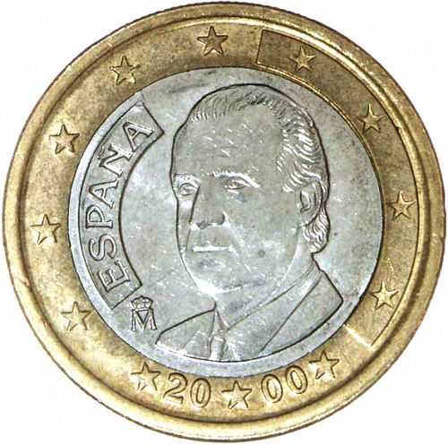 1 € Obverse Image minted in SPAIN in 2000 (JUAN CARLOS I)  - The Coin Database