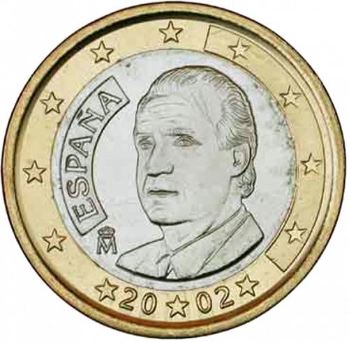 1 € Obverse Image minted in SPAIN in 2002 (JUAN CARLOS I)  - The Coin Database