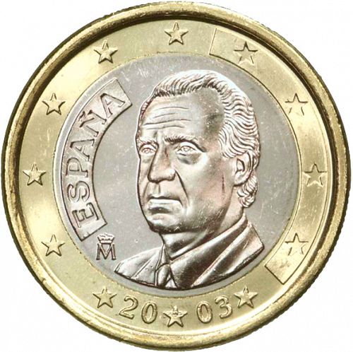 1 € Obverse Image minted in SPAIN in 2003 (JUAN CARLOS I)  - The Coin Database