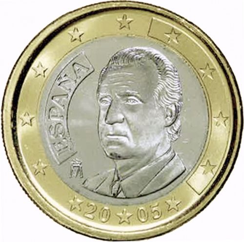 1 € Obverse Image minted in SPAIN in 2005 (JUAN CARLOS I)  - The Coin Database