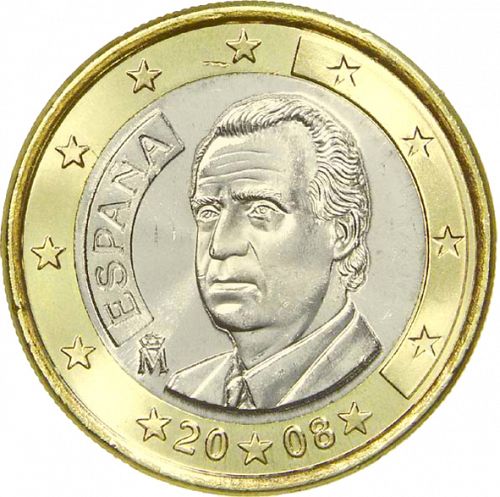 1 € Obverse Image minted in SPAIN in 2008 (JUAN CARLOS I - New Reverse)  - The Coin Database