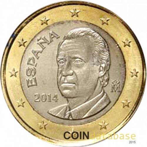 1 € Obverse Image minted in SPAIN in 2014 (JUAN CARLOS I - 2nd Series)  - The Coin Database