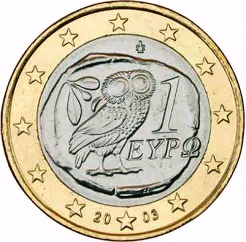 1 € Obverse Image minted in GREECE in 2003 (1st Series)  - The Coin Database