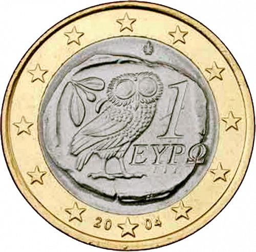 1 € Obverse Image minted in GREECE in 2004 (1st Series)  - The Coin Database