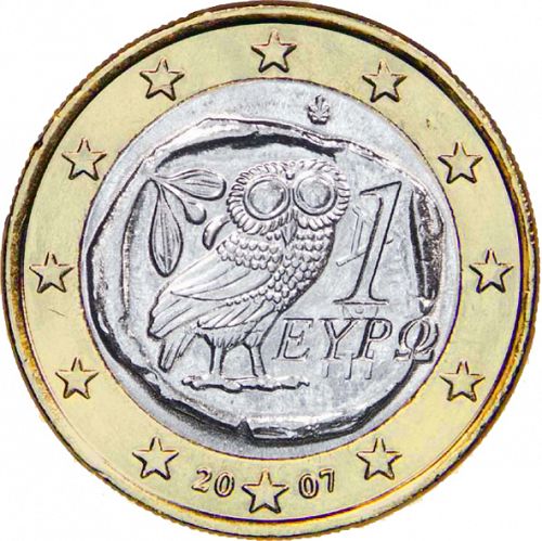 1 € Obverse Image minted in GREECE in 2007 (1st Series - New Reverse)  - The Coin Database
