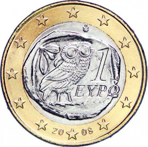 1 € Obverse Image minted in GREECE in 2008 (1st Series - New Reverse)  - The Coin Database