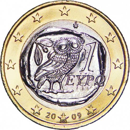 1 € Obverse Image minted in GREECE in 2009 (1st Series - New Reverse)  - The Coin Database