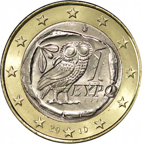 1 € Obverse Image minted in GREECE in 2010 (1st Series - New Reverse)  - The Coin Database