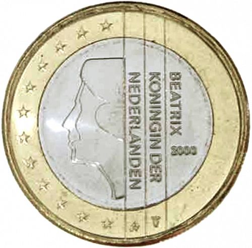 1 € Obverse Image minted in NETHERLANDS in 2000 (BEATRIX)  - The Coin Database