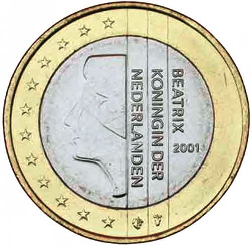 1 € Obverse Image minted in NETHERLANDS in 2001 (BEATRIX)  - The Coin Database
