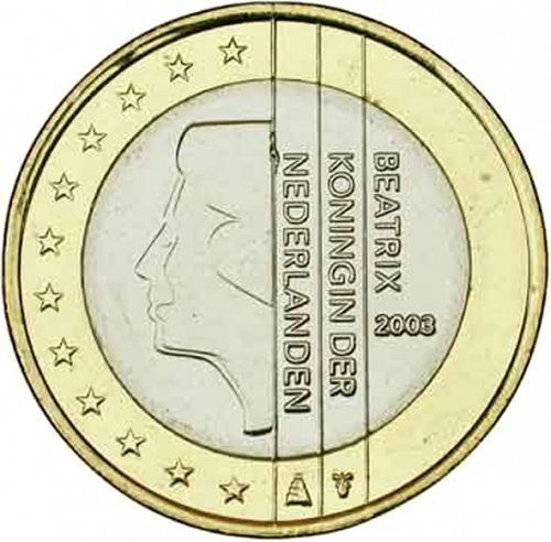 1 € Obverse Image minted in NETHERLANDS in 2003 (BEATRIX)  - The Coin Database