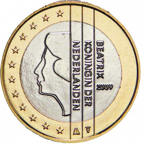 1 € Obverse Image minted in NETHERLANDS in 2009 (BEATRIX - New Reverse)  - The Coin Database