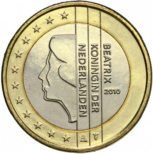 1 € Obverse Image minted in NETHERLANDS in 2010 (BEATRIX - New Reverse)  - The Coin Database