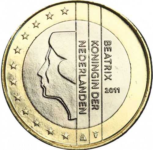 1 € Obverse Image minted in NETHERLANDS in 2011 (BEATRIX - New Reverse)  - The Coin Database