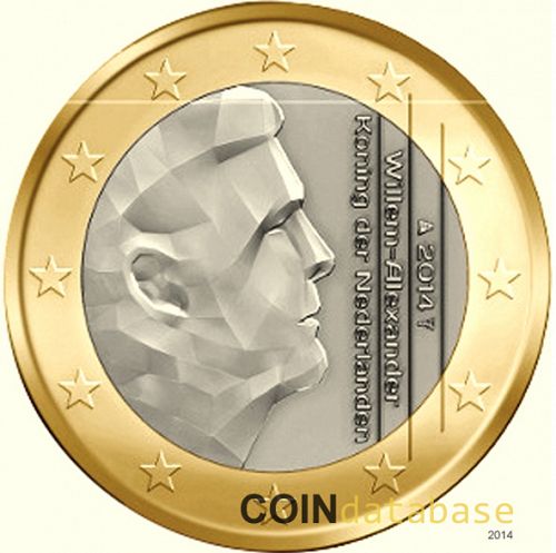 1 € Obverse Image minted in NETHERLANDS in 2014 (WILLEIM ALEXANDER)  - The Coin Database
