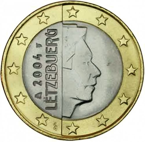 1 € Obverse Image minted in LUXEMBOURG in 2004 (GRAND DUKE HENRI)  - The Coin Database
