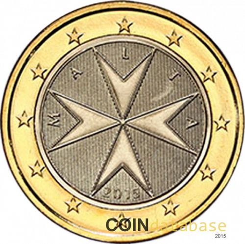 1 € Obverse Image minted in MALTA in 2015 (1st Series - New Reverse)  - The Coin Database