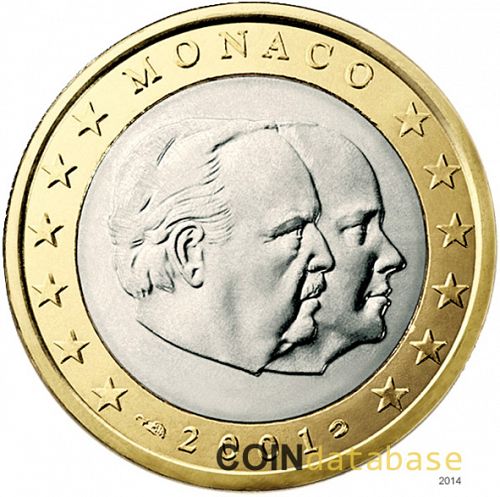 1 € Obverse Image minted in MONACO in 2001 (RAINIER III)  - The Coin Database