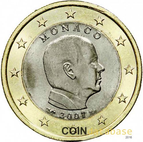 1 € Obverse Image minted in MONACO in 2007 (ALBERT II - New Reverse)  - The Coin Database