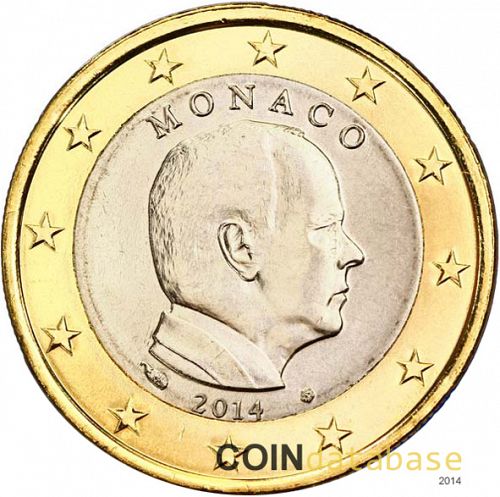 1 € Obverse Image minted in MONACO in 2014 (ALBERT II)  - The Coin Database