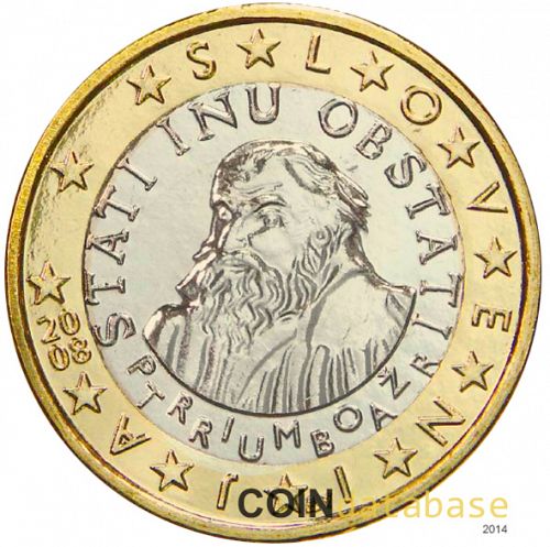 1 € Obverse Image minted in SLOVENIA in 2008 (1st Series)  - The Coin Database