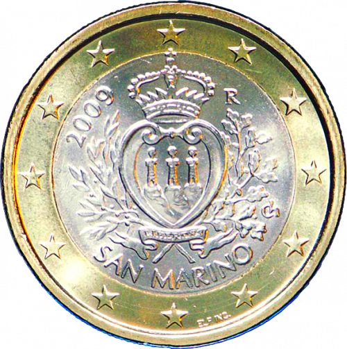 1 € Obverse Image minted in SAN MARINO in 2009 (1st Series - New Reverse)  - The Coin Database