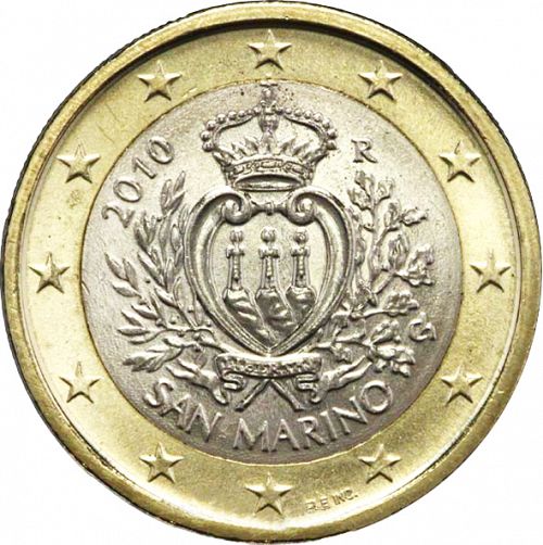 1 € Obverse Image minted in SAN MARINO in 2010 (1st Series - New Reverse)  - The Coin Database