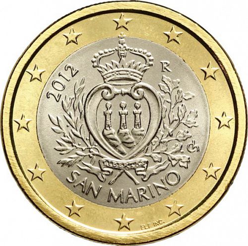 1 € Obverse Image minted in SAN MARINO in 2012 (1st Series - New Reverse)  - The Coin Database