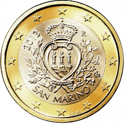 1 € Obverse Image minted in SAN MARINO in 2013 (1st Series - New Reverse)  - The Coin Database