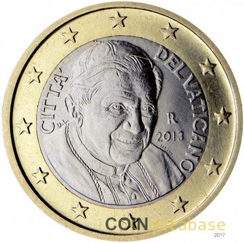1 € Obverse Image minted in VATICAN in 2013 (BENEDICT XVI - New Reverse)  - The Coin Database