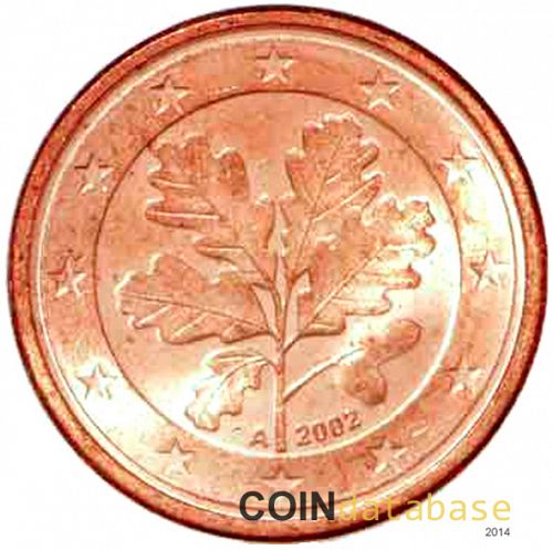 1 cent Obverse Image minted in GERMANY in 2002A (1st Series)  - The Coin Database