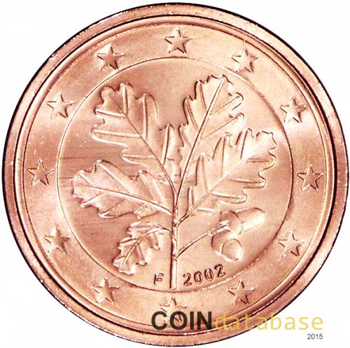 1 cent Obverse Image minted in GERMANY in 2002F (1st Series)  - The Coin Database
