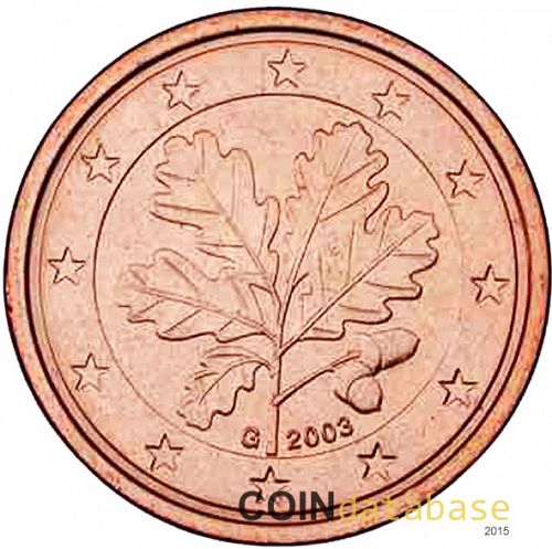 1 cent Obverse Image minted in GERMANY in 2003G (1st Series)  - The Coin Database