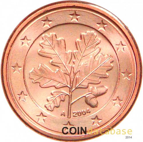 1 cent Obverse Image minted in GERMANY in 2004A (1st Series)  - The Coin Database