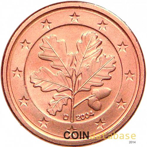 1 cent Obverse Image minted in GERMANY in 2004D (1st Series)  - The Coin Database