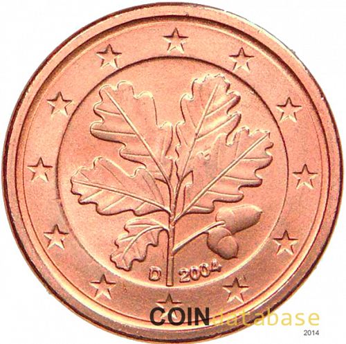 1 cent Obverse Image minted in GERMANY in 2004D (1st Series)  - The Coin Database