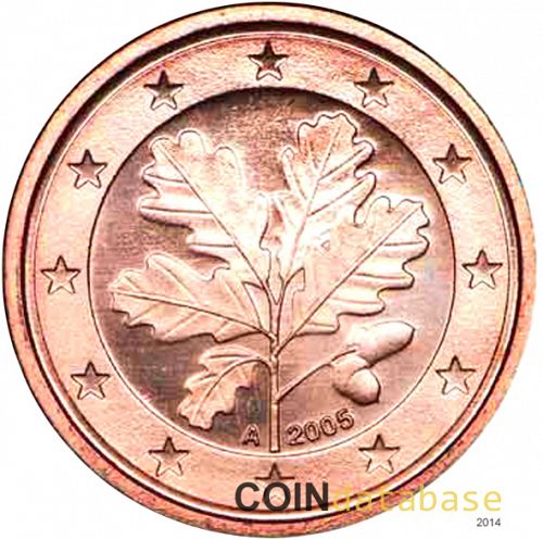 1 cent Obverse Image minted in GERMANY in 2005A (1st Series)  - The Coin Database