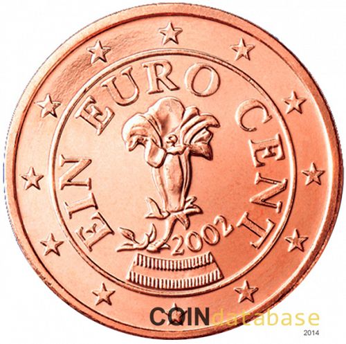 1 cent Obverse Image minted in AUSTRIA in 2002 (1st Series)  - The Coin Database