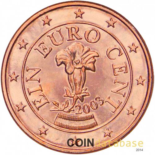 1 cent Obverse Image minted in AUSTRIA in 2003 (1st Series)  - The Coin Database